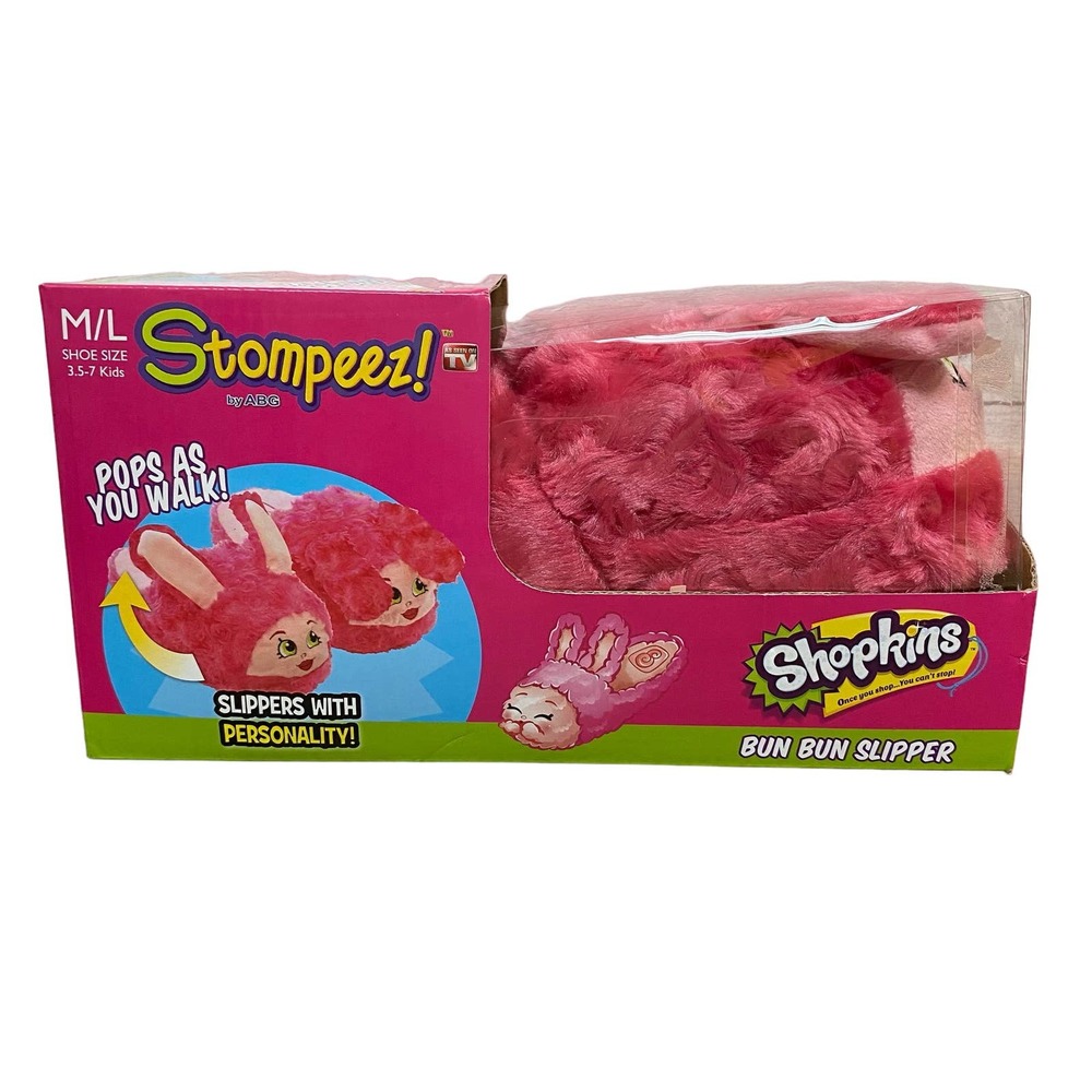 Stompeez Kids Slippers Shopkins Bun Bun Size 3.5-7